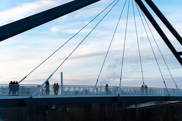 Obraz premium Düsseldorf Medienhafen Brücke
