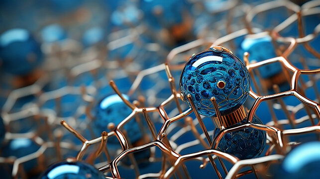 Nanotechnology creative icon. Nanoparticles, Nanotmaterials, Scientific Discovery, Innovation, background