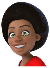 Fun 3D cartoon black teenage girl