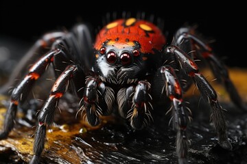 Beautiful spider, close up detailed focus stacked photo. Macro shot.