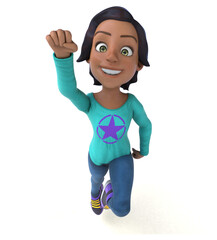 Fun 3D cartoon asian teenage girl