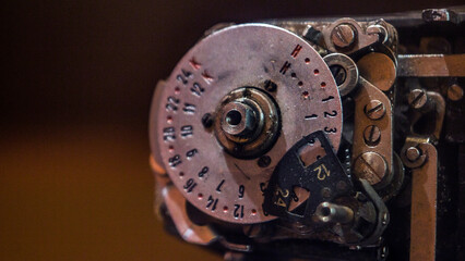 Parts of an old camera close-up