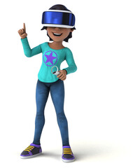 Fun 3D cartoon asian teenage girl