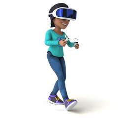 Fun 3D cartoon asian teenage girl