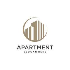Apartment building logo design template vector illustration with creative concept