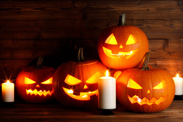 Halloween pumpkins and candles