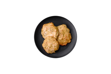 Delicious fried chopped fillet pancakes with spices, salt and herbs