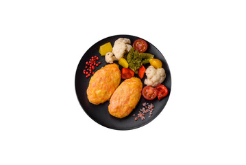 Delicious steam cutlets with carrots, cheese, salt and spices