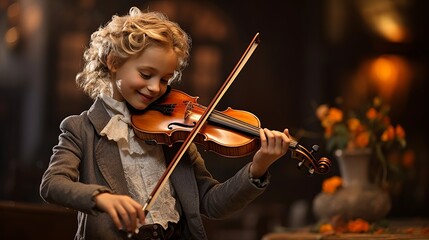 Fototapeta premium child playing violin