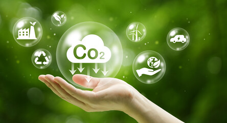 Carbon Credit or CO2 Trading Carbon Trading Certificate Sustainable Business and Environment Industries and companies Reduce carbon emissions to reach net zero emissions target.