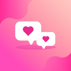 Social media heart bubble icon, heart in message icon. notification used in social media. Vector Illustration