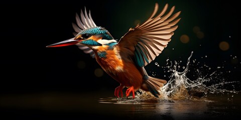 Female Kingfisher emerging from the water after an unsuccessful dive to grab a fish. Taking photos of these beautiful birds is addicitive now I need to go back again