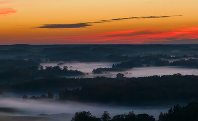 Obraz premium Sunrise time bay Lake Sivers. Nature of Latvia, Latgale.