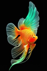 Fototapeta premium Goldfish on a black background. Generative AI