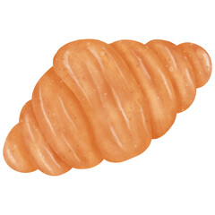 Delicious freshly baked croissant cartoon illustration