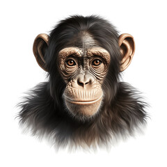 Portrait of a chimpanzee isolated on white background cutout