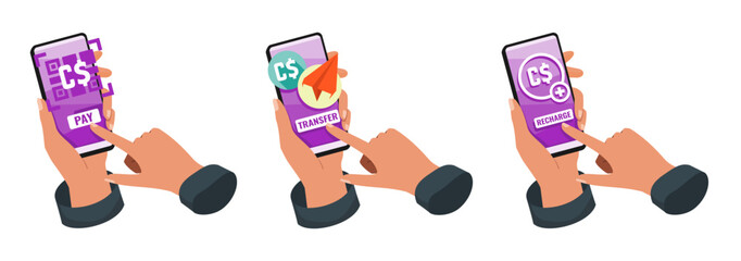 Mobile Banking with Canadian Dollar Illustration