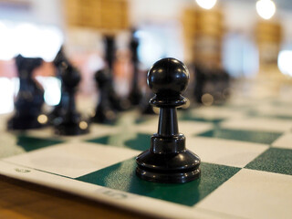 Close-up of pawns on the chess board