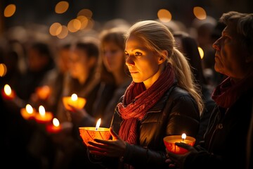 Honoring with Candlelight: All Saints' Day. AI generated - obrazy, fototapety, plakaty