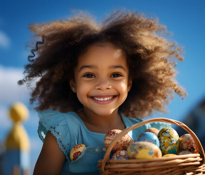 easter eggs in a basket with kjds 