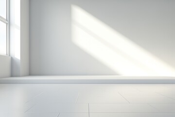 Empty room and wall and floor with interesting with glare from the window. Interior background. Generative AI.