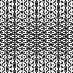 Vector flower cubic tattoo geometric seamless halftone pattern, Black on White