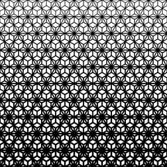Vector flower cubic tattoo geometric seamless halftone pattern, Black on White