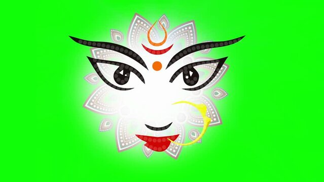 Goddess Durga Eye Animation Creatives in Green Screen