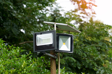 solar light, street light, spotlight use solar energy Use with solar panels. To generate...