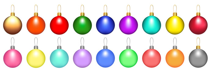 Fototapeta na wymiar Christmas toy or balls collection set isolated on a white background. Stocking Christmas decorations. Vector object for xmas design. Vector realistic object Illustration. 10 eps