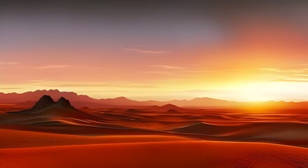Fototapeta na wymiar sunset over the desert - generative ai