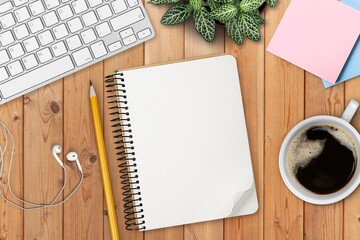 blank notebook on worker's office table
