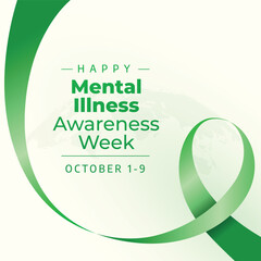 mental illness awareness week design template good for celebration. flat ribbon design. green ribbon design. banner template. eps 10.