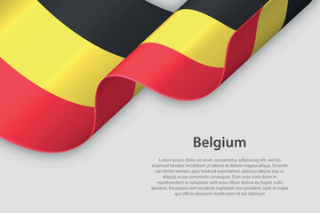 3d ribbon with national flag Belgium isolated on white background