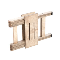 Wooden folding chair. On a white background
