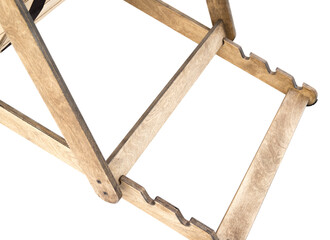 Wooden folding chair. On a white background