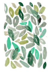 leaves on white background, watercolor painting, minimalistic leave shapes, organic, green