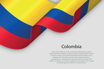 3d ribbon with national flag Colombia isolated on white background