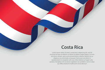 3d ribbon with national flag Costa Rica isolated on white background