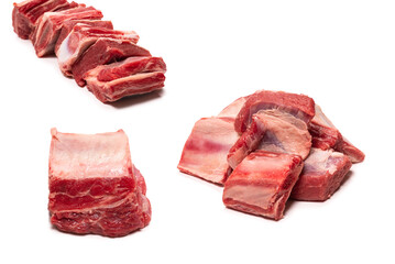 Raw beef ribs isolated on white background.