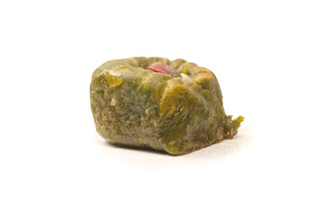 Turkish pistachio baklava isolated on white background.