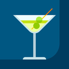 Martini cocktail in glass. Alcoholic drink illustration.