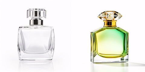 Men's Eau De Parfum in Beautiful Transparent Glass Bottle Isolated on White: Fragrance for Men.