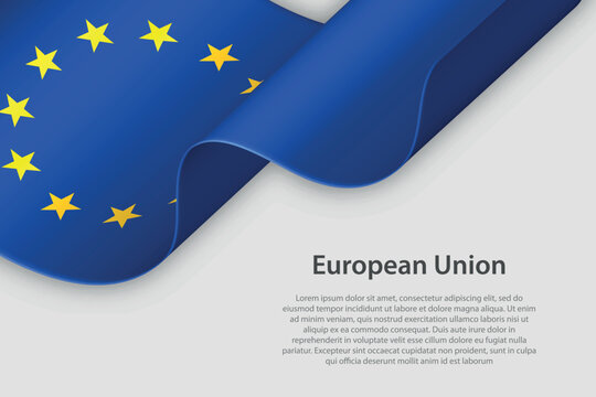 3d ribbon with national flag European Union isolated on white background