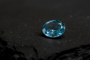 Blue gemstones in macro photography. Close u