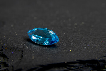 Blue gemstones in macro photography. Close u