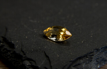 Yellow gemstones in macro photography. Close up