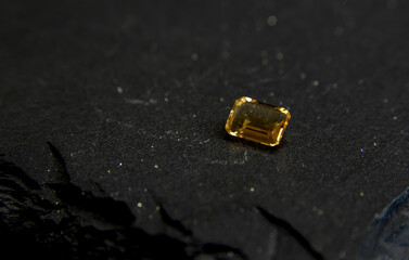 Yellow gemstones in macro photography. Close up