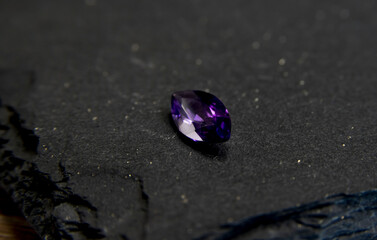 Purple gemstones in macro photography. Close up