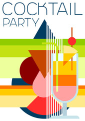 Cocktail party invitation. Abstract background with stylized drink.